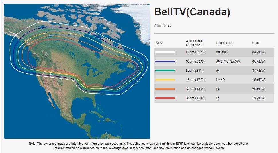 Intellian Bell TV Coverage Map