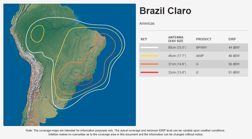 Intellian Brazil Claro Coverage Map